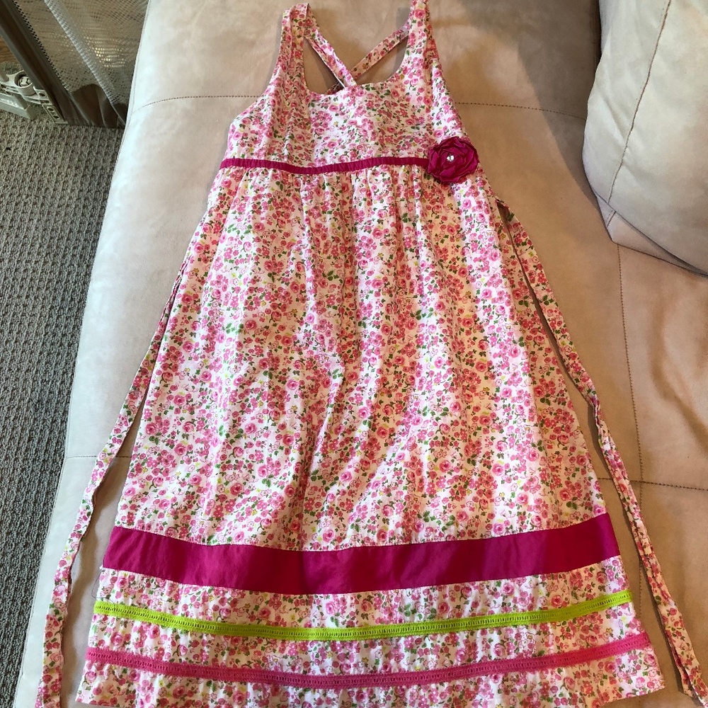 100% cotton pink floral sundress